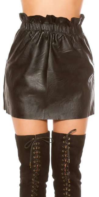 Leather Look Miniskirt Black